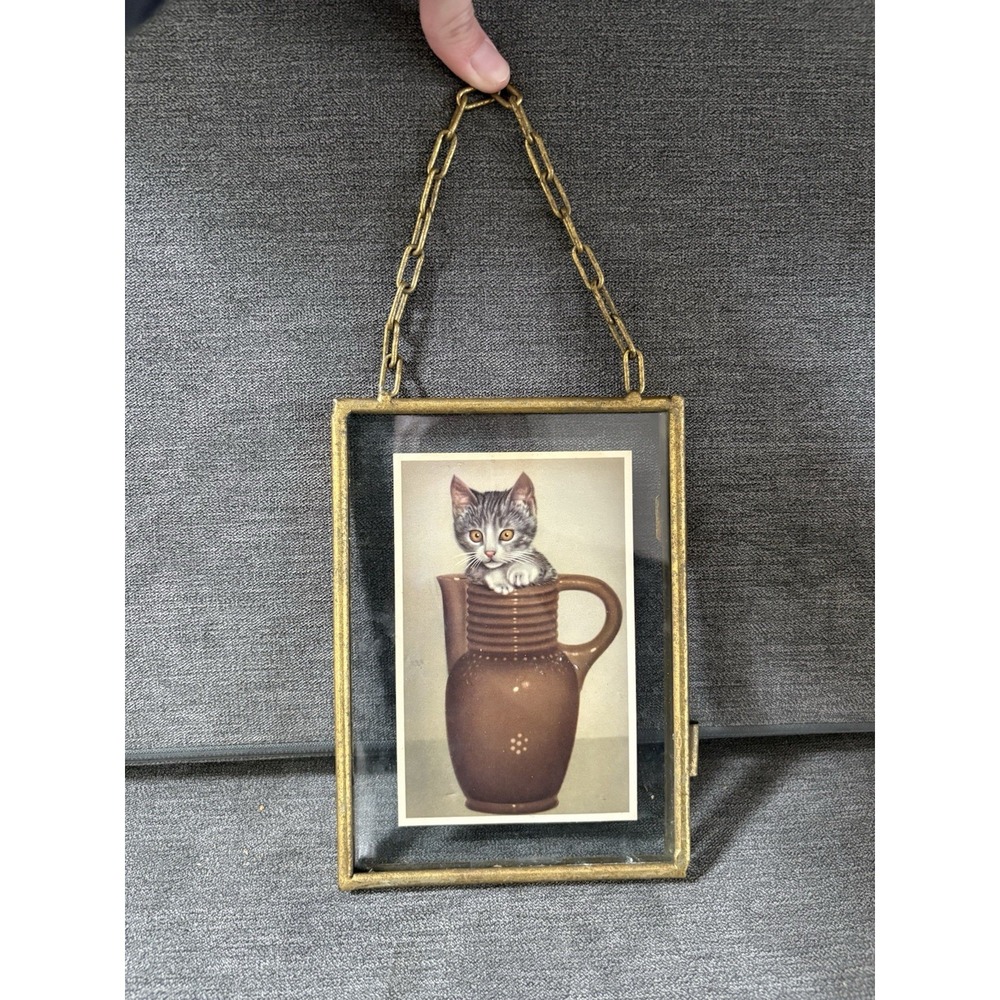 Vintage Framed Cat Ephemera Alfred Mainzer Cat Postcard Number 326